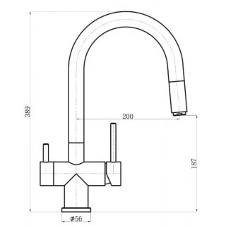 Смеситель для кухни Florentina Маэстро с подключением под фильтр антрацит